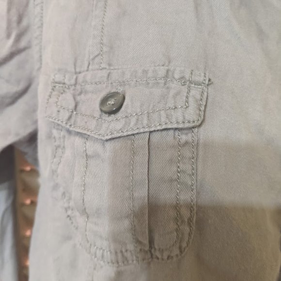 --- MUDD Kahki Green Button Down Cotton Army Fits Size Small - Picture 3 of 4